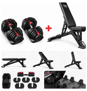 Manubri Regolabili ION fitness da 5 a 40 kg (Coppia) e Panca Regolabile MB3000