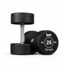 Manubri rotondi in Gomma ION fitness (paio) (Peso: 25kg)